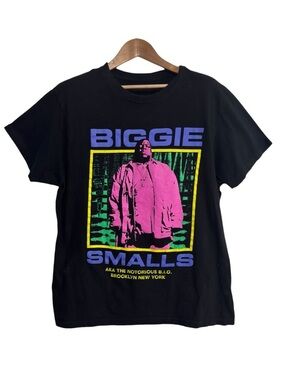 Biggie Smalls Notorious BIG Graphic Tee Black Neon Brooklyn NY Men L
